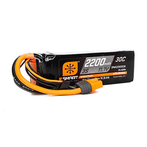 Spektrum Smart RC LiPo Battery Pack: 2200mAh 3S 11.1V 30C with IC3 Connector (EC3 Compatible), SPMX22003S30, Black