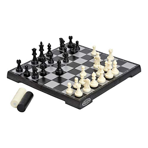 Outside Inside Backpack Chess and Checkers, Compact, Foldable, Magnetic, Travel Size for Camping and Travel
