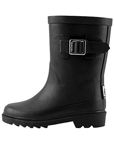OAKI Kids Rubber Rain Boots, Midnight Black, 7T US Toddler