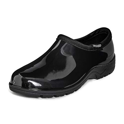 DKSUKO Women's Waterproof rain Shoes for Garden,Lightweight Slip on Low Ankle Boots with Comfort Insole Black
