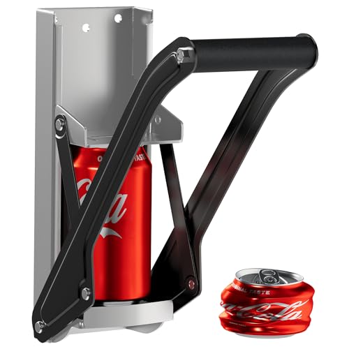 Can Crushers for Recycling - 16 oz Heavy Duty Aluminum Can Crusher Wall Mounted - Soda and Beer Can Smasher for Recycling with Bottle Opener - For 12 and 16 oz Cans - Easy to Install - RamPro