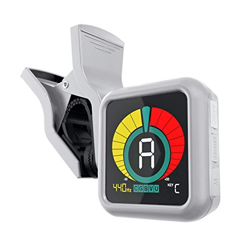 KLIQ UberTuner - Professional Clip-On Tuner for All Instruments (multi-key modes) - with Guitar, Ukulele, Violin, Bass & Chromatic Tuning Modes, White (Special Edition) (also for Mandolin and Banjo)