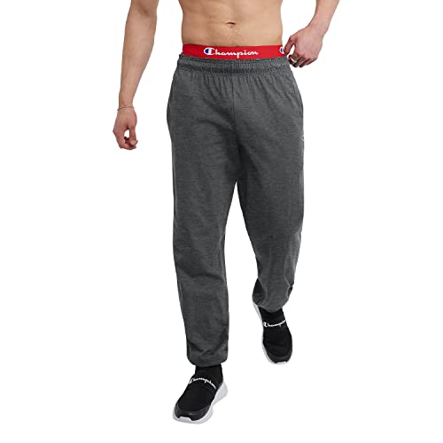 Champion Men's Everyday Fitted Ankle, 31.5' Inseam, Cotton Knit Pants Left Hip 'C' Logo, Cotton Warm-Up Pants