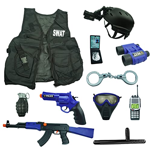RedCrab Kids Police Officer Pretend Set Uniform Outfit Role-playing Toys - chirldren costumes boys and girls - SWAT Police Gear for Kids Dress Up