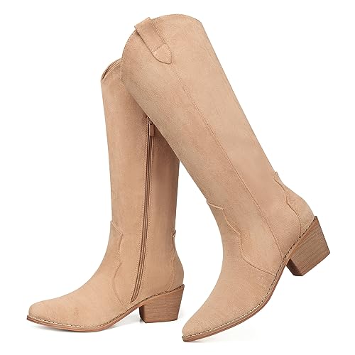 SHIBEVER Cowgirl Boots Knee High Size 8