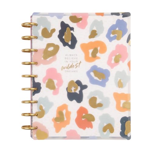 Happy Planner Disc-Bound 12-Month Planner, July 2024–June 2025 Daily Planner, Vertical Layout, Classic Size, Colorful Leopard, 72 Pages, 12 Dividers, 2 Sticker Sheets, 7' x 9 3/4'