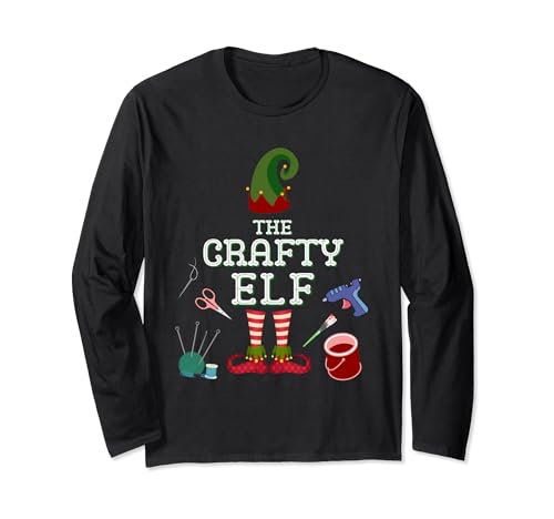 The Crafty Elf, Matching Family Christmas Pajamas, Crafter Long Sleeve T-Shirt
