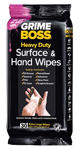 Grime Boss Heavy Duty Wipes Hands, Equipment, Garden, Auto, Camping, 30 Count