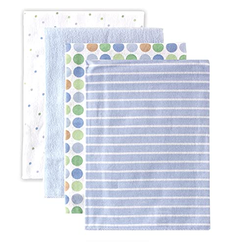 Luvable Friends Unisex Baby Cotton Flannel Receiving Blankets, Blue Stripes, One Size