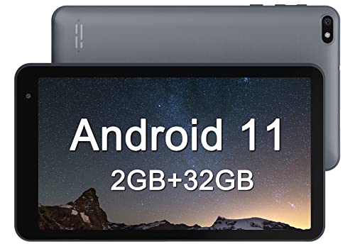 7 inch Tablet, Android 11, 2GB RAM 32GB ROM, Quad-Core Processor, Dual Camera, WiFi, Bluetooth, 128GB Expand, Google Play GMS Certified, Silver
