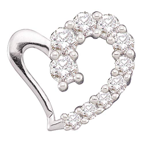 Dazzlingrock Collection 14kt White Gold Womens Round Diamond Heart Pendant 1/5 ctw