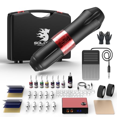 Tattoo Kit,Solong Professional Tattoo Gun Kit for Beginners Rotary Tattoo Machine with Carry Case…