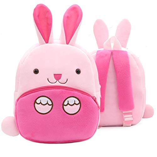 Ladyzone Toddler Backpack Zoo Animals Backpacks Cute Plush Bag Cartoon 10' Preschool Book Bag For 2+ Years Girls Boys (Rabbit)