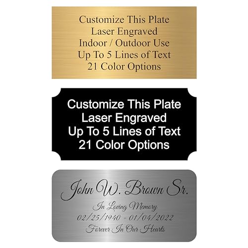 Engraved Name Plate, Personalized Name Plaque - 2x4, 2x6, 2x8, 3x6-21 Colors, 3Corner Styles, 17 Fonts Styles, Name Plates for URN, Trophy, Picture Frame, Memorial, Sign - By Customized4U - 1 Tag