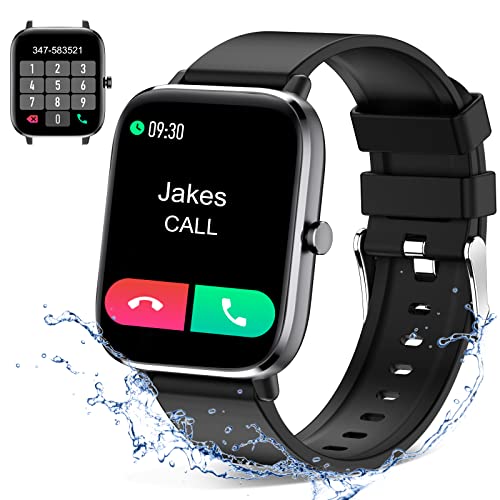 Smart Watch Full Touch Smart Watches for Android iOS Phones Compatible (Answer/Make Call) Smart Fitness Tracker Watch for Women Man Waterproof Smartwatch with Sleep/Heart Rate/sports/Step (Black)