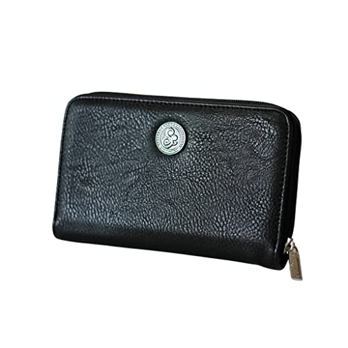 Savvycents Cash Budgeting Wallet (Black Matte), Zip Around, Accordion File System, Wristlet Strap, Women's Wallet