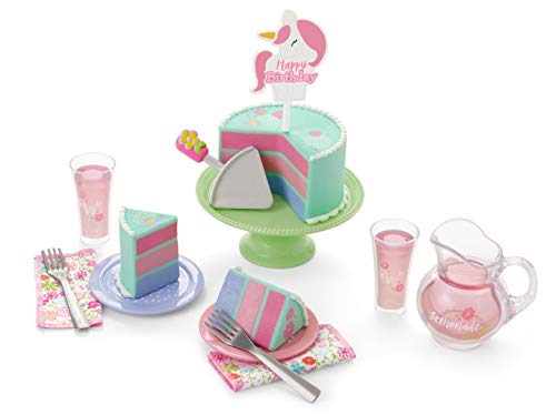 American Girl WellieWishers 14.5-inch Doll Birthday Treat Playset with Cake, Stand, Pitcher, and Napkins, For Ages 4+