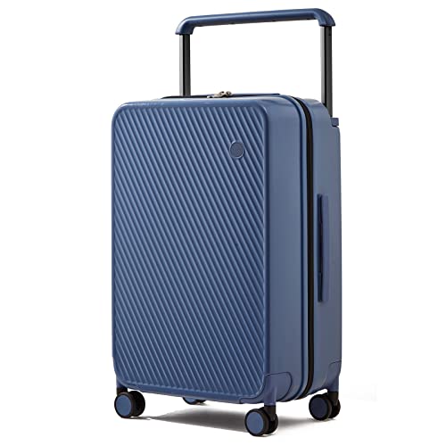 mixi Carry On Luggage Airline Approved 20'' Lightweight Luggage Wide Handle PC Hardshell Suitcases with Spinner Wheels & TSA Lock, Sapphire Blue
