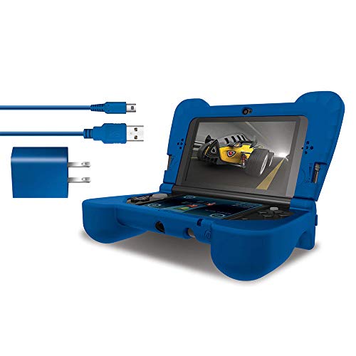 dreamGEAR DG3DSXL-2274 Power Play Kit Accessories: Compatible with Nintendo NEW 3DS XL, 3-In-1 Bundle, Soft Comfort Grip Case, Charging Cable, AC Adapter, Blue