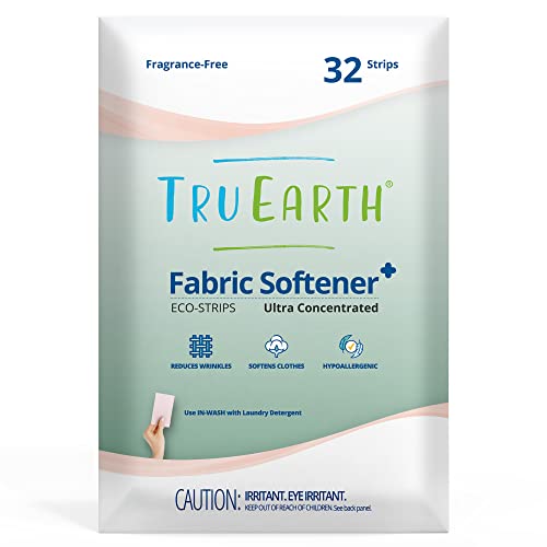 Tru Earth Fabric Softener Strips for Washing Machine, Alternative to Fabric Softener Liquid and Pods, Unscented Fragrance Free, Up to 64 Loads Per 32-Count