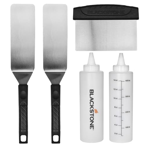 Blackstone 1542 5-Piece Professional Griddle Accessory Toolkit with 2 Squeeze Bottles, 2 Spatulas, and 1 Scraper