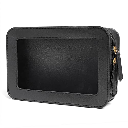 LETGO Clear Makeup Bags, TSA Approved Toiletry Bag with Zipper, Clear Makeup Organizer Fit Carry-on Travel Essentials,Clear Cosmetic Bags for Women Men (C-Black)