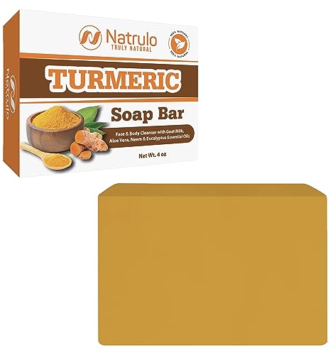 Turmeric Soap Bar for Face & Body – Natural Turmeric Skin Brightening Soap for Dark Spots, Intimate Areas, Underarms – Turmeric Face Wash Reduces Acne, Fades Scars & Cleanses Skin – Made in USA, 4oz