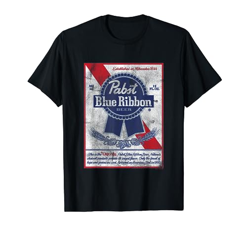 Pabst Blue Ribbon Distressed Beer Can Original Label T-Shirt