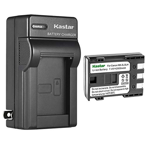 Kastar Battery (1-Pack) and AC Charger for Canon NB-2L NB-2LH and Canon PowerShot G7 G9 S30 S40 S45 S50 S60 S70 S80 DC410 DC420 VIXIA HF R10 HF R100 HF R11 EOS 350D 400D Digital Rebel XT Xti
