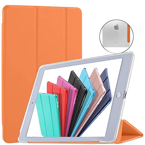 iPad Mini 4 7.9 Inch 2015 [ Mini 4th Gen ] A1538 A1550 MK6K2LL/A MK6J2LL/A MK6L2LL/A MK9J2LL/A MK9H2LL/A Trifold Hard Smart PC Translucent Back Cover - Orange