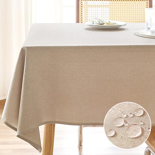 AUSSPVOCT Textured Tablecloth Rectangle 52x70 Waterproof Spill-Proof Wipeable Table Cloth Wrinkle Free Linen Outdoor Table Cover for Birthday Party Farmhouse Kitchen Tablecloths Up to 54''X36'' Tables