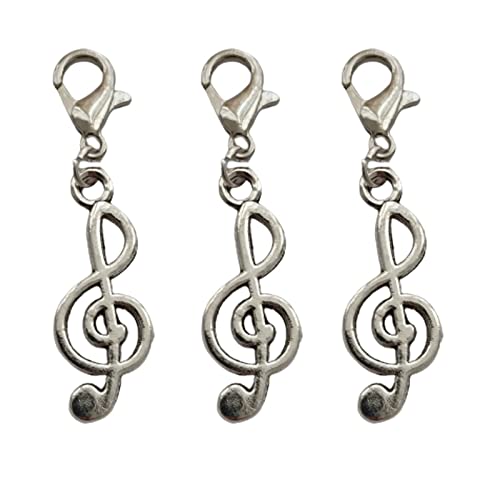 WYGUYO 3 Pcs Music Note Charm, Pendant Clip, Purse Zip, Treble Clef Pendant, Rock Symbol Piano Charms
