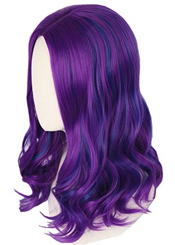 Topcosplay Purple Mixed Blue Wigs for Kids Girls Mal wig Halloween Costume Cosplay Wig