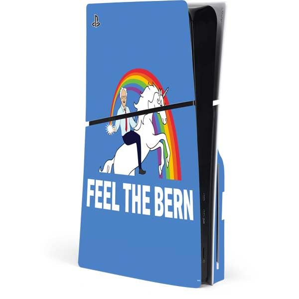 Skinit Decal Gaming Skin Compatible with PS5 Slim Console - Officially Licensed Feel The Bern Unicorn Design
