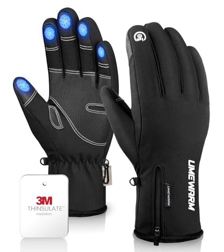 UMEWARM -10℉ Winter Gloves for Cold Weather Made with 3M Insulation, 5-Layer Fabric Snow Ski Gloves Women Men, Windproof & Waterproof Gloves for Men, 10 Touchscreen Fingers Thermal Gloves