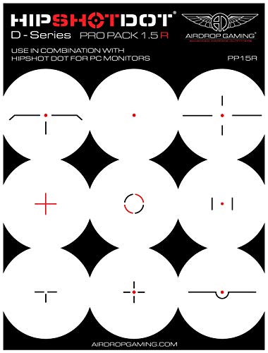 HipShotDot D-Series Pro Pack - Reusable Transparent Aim Sight Assist TV Decals - Gaming Television or Monitor Decal for FPS Video Games Compatible with PC, Xbox & Playstation (1.5 Red)