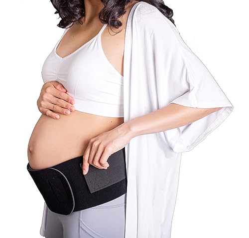 CABEA Babybellyband 2-in-1 Original Pregnancy Belly Band Maternity Belt, Adjustable Pregnancy and Postpartum Belly Wrap Provides Relief and Supports Back, Joint, and Hips, Made in USA - For 30” to 40” Hips (Small)