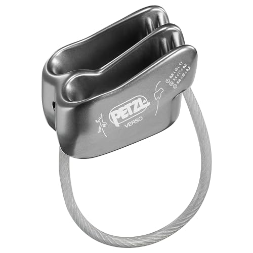 Petzl Verso Belay Device - Compact, Lightweight Belay Device, for One or Two Rope Strands While Climbing or Rappelling - Grey