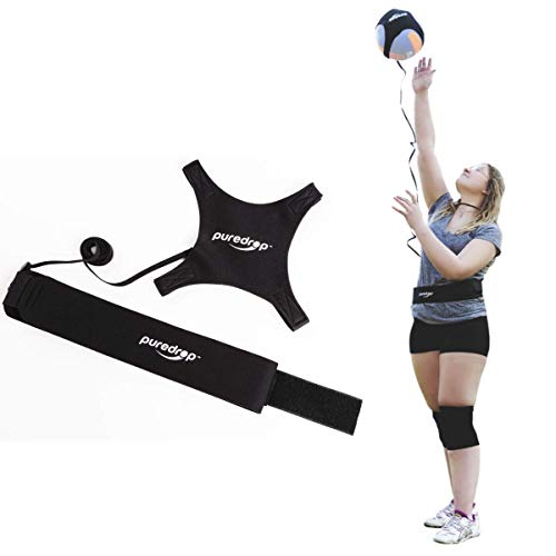 Puredrop Volleyball Training Equipment Aid Great Trainer for solo Practice of Serving Setting Spiking and arm Swings Returns the ball After Every Swing Spike Train Pass Serve Coach fits any Volleyball