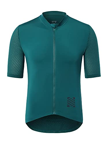 ARSUXEO Pro Cycling Jersey Men Short Sleeves Ultra-Light Road Bike Jersey Cycling Biking Bicycle Shirt Green Size Large