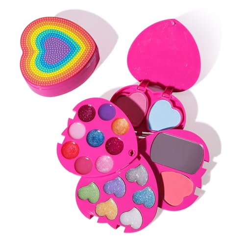 Mebtmel Heart Shape for Kids Makeup Kit, Real, Non Toxic, Washable Make Up for Girls Kids