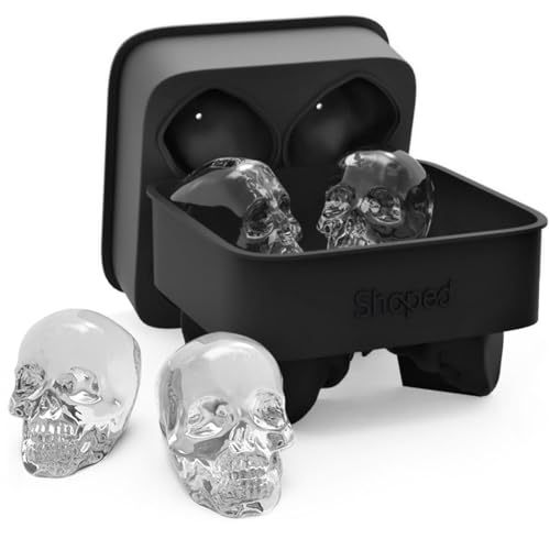 SHAPED 3D Large Skull Ice Cube Mold Tray, Round Whiskey Ice Mold with Lid for Whiskey Drinkers, Bartenders, Gift Exchanges, Home Bar Enthusiasts and Holiday Gifts
