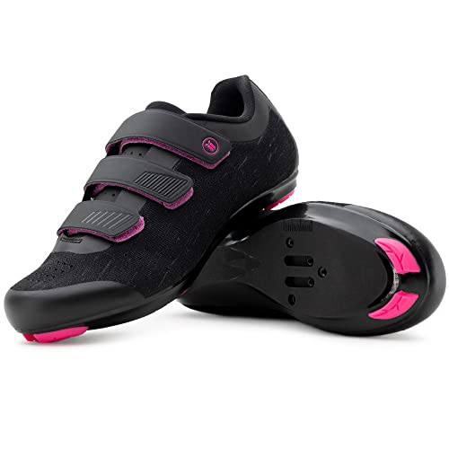 Tommaso Pista Knit Women's Cycling Shoes Dual Cleat Compatibility Spin Shoes, Indoor Cycling Bike, Road Bike Shoes, Sport Bike- No Cleats - Compatible with SPD, SPD-SL & Look Delta Cleats - Pink 40