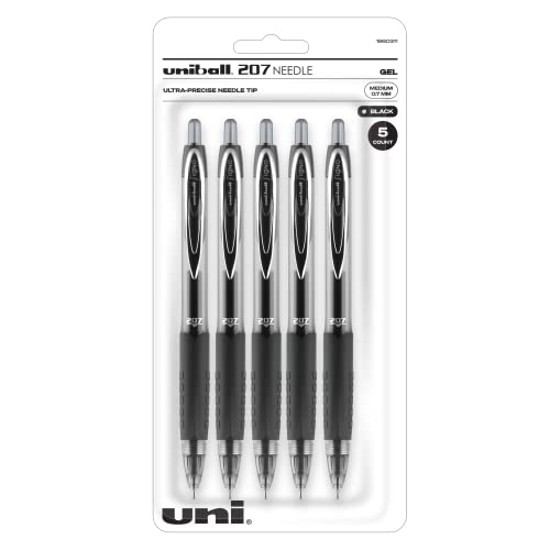 Uniball Signo 207 Needle Gel Pen 5 Pack, 0.7mm Medium Black Pens, Gel Ink Pens | Office Supplies Sold by Uniball are Pens, Ballpoint Pen, Colored Pens, Gel Pens, Fine Point, Smooth Writing Pens