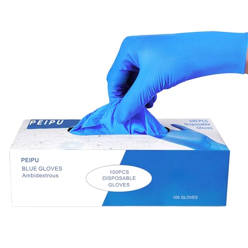 PEIPU Nitrile Gloves Disposable Gloves (X-Large, 1 Count (Pack of 100)),4 Mil, Powder Free, Cleaning Service Gloves, Latex Free