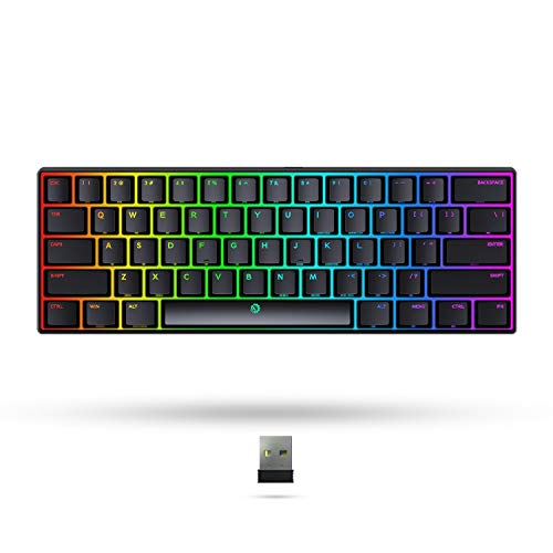 DREVO Seer MAX 60% Triple Mode Wireless Bluetooth 5.1/2.4G/ USB-C RGB Backlit Mechanical Keyboard, Ultra Compact Gateron Switch Brown Switch, Black