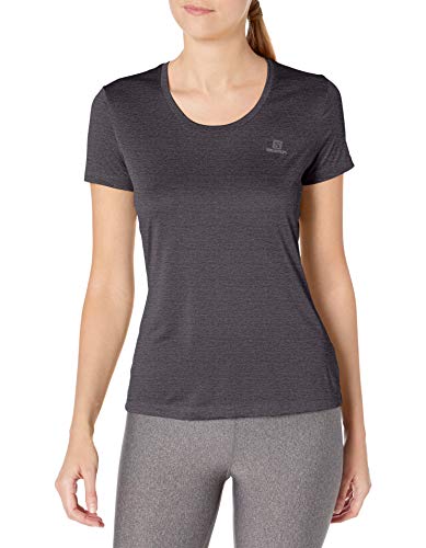 Salomon Women's Standard Agile Short Sleeve TEE W, Ebony/black/Heather, M