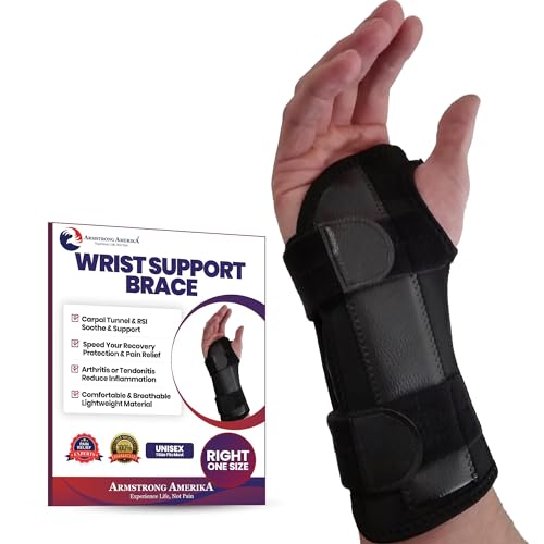 Carpal Tunnel Wrist Brace Night Support | Arm Brace Wrist Guard | Wrist Splint & Hand Brace | Carpal Tunnel Syndrome & Wrist Tendonitis Pain Relief Forearm Compression | Men Women (Right Wrist Brace)