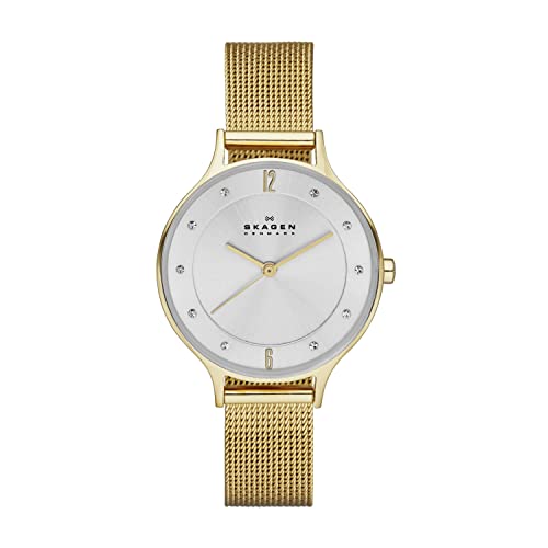Skagen Women's Anita Lille Three-Hand Gold Stainless Steel Mesh Band Watch (Model: SKW2150)