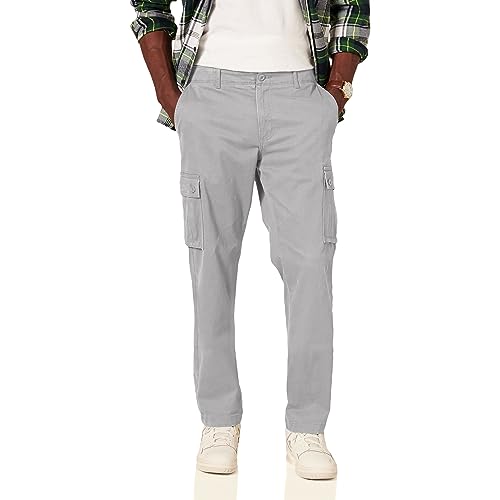 Amazon Essentials Men's Straight-Fit Stretch Cargo Pant (Available in Big & Tall), Light Grey, 32W x 32L